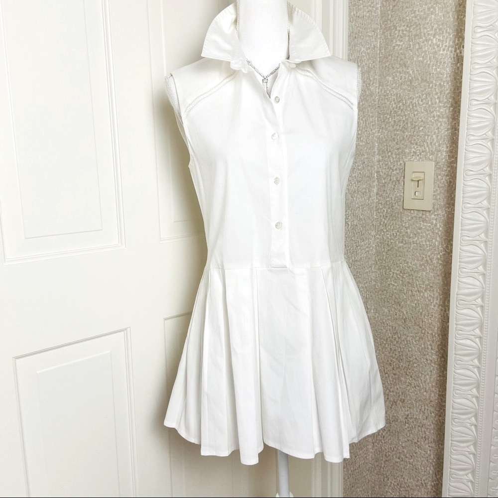Carolina Herrera white sleeveless button up shirt 6